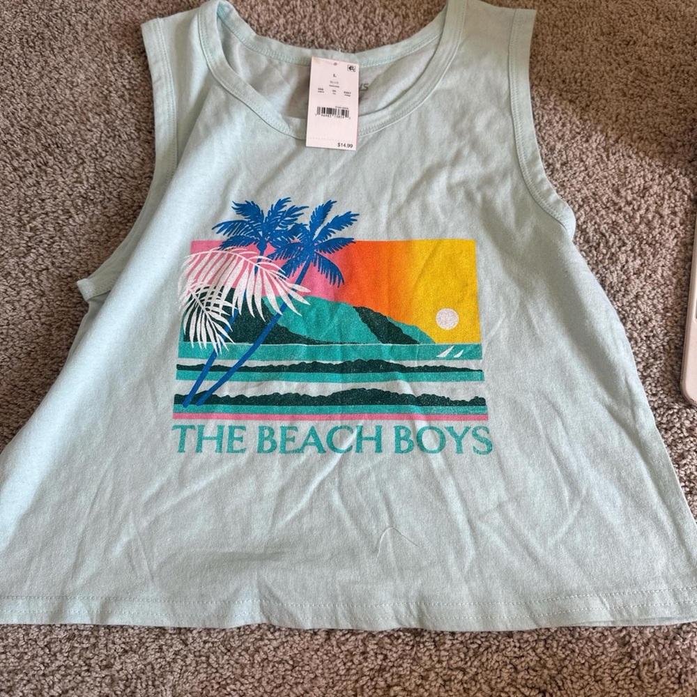Target Mint Tank Top with The Beach Boys Tropical Graphic can fit adult too